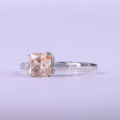 0.75CT Princess Cut Orangy Pink Unique Engagement Ring