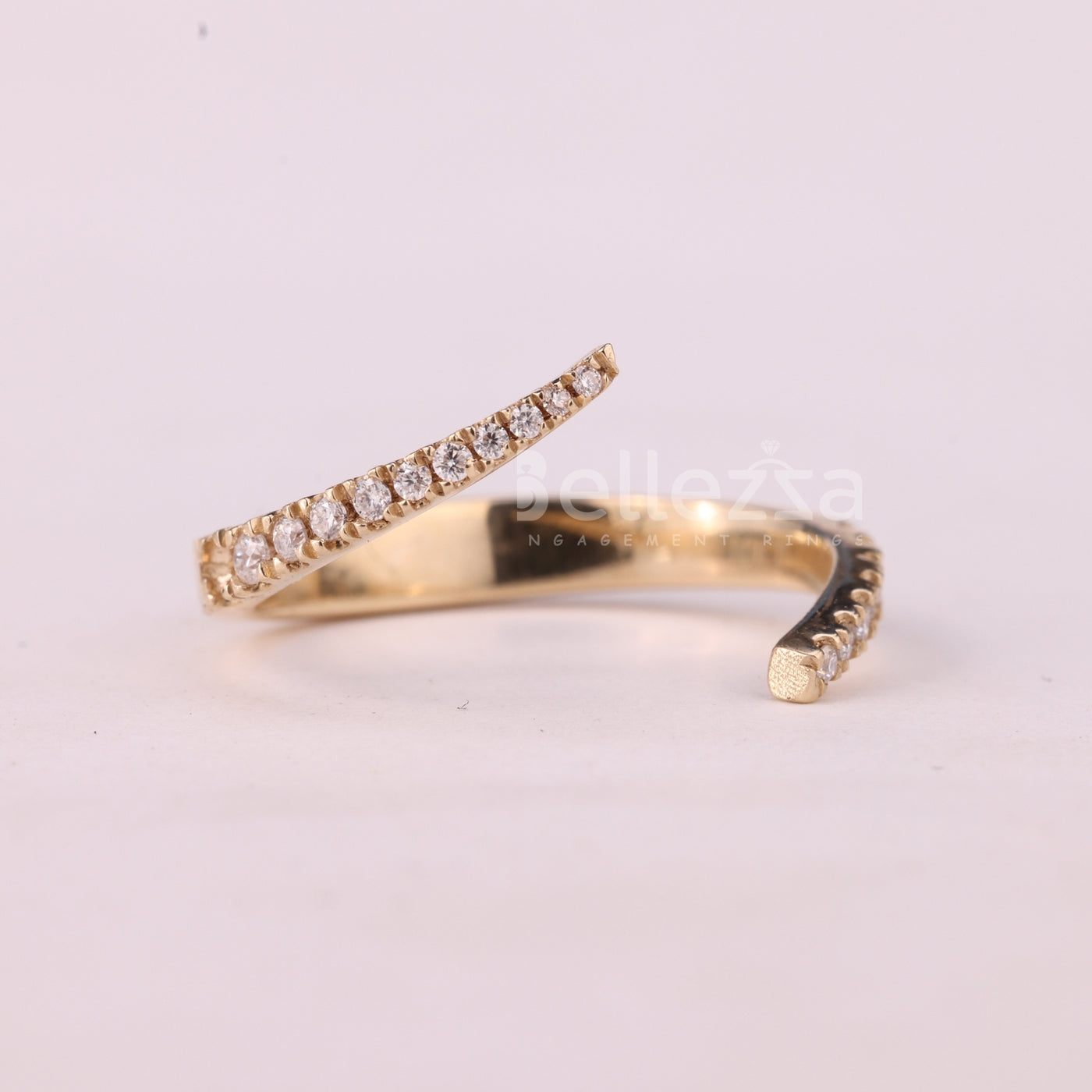 Round Cut Cluster Diamond Open Cuff Style Moissanite Wedding Band