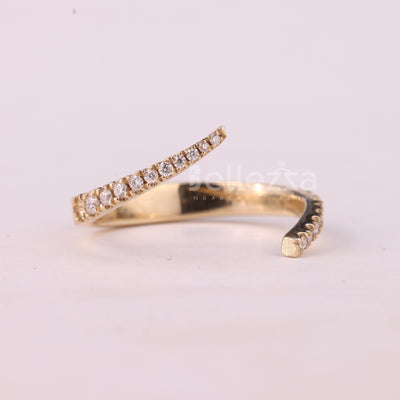 Round Cut Cluster Diamond Open Cuff Style Moissanite Wedding Band