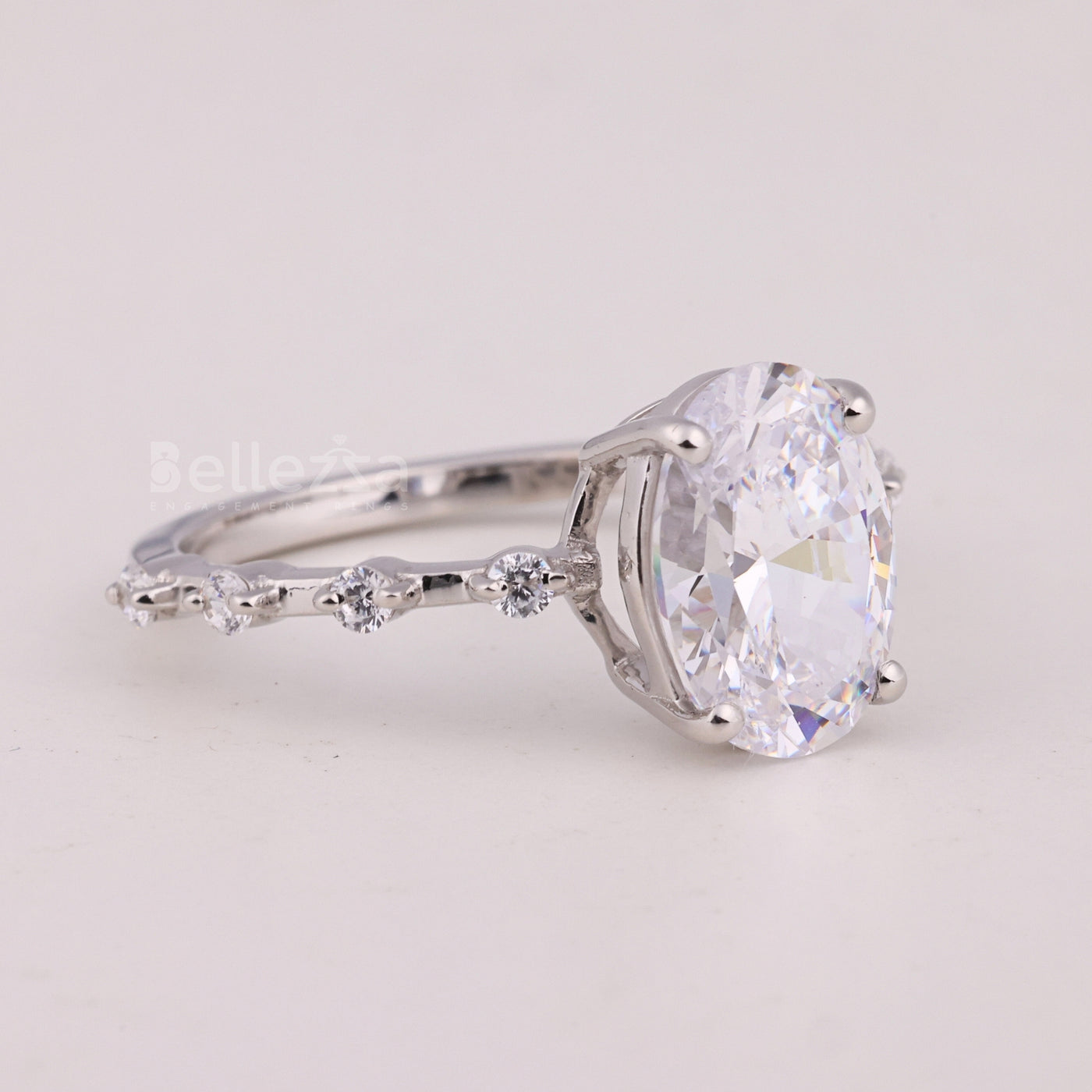 1.50CT Oval Cut Petite Pave Setting Moissanite Engagement Ring