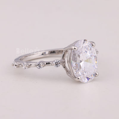 1.50CT Oval Cut Petite Pave Setting Moissanite Engagement Ring