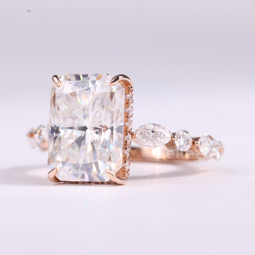 1.50CT Radiant Cut Pave Setting Moissanite Engagement Ring