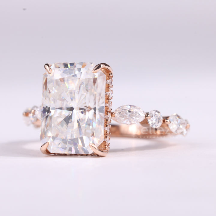 1.50CT Radiant Cut Pave Setting Moissanite Engagement Ring