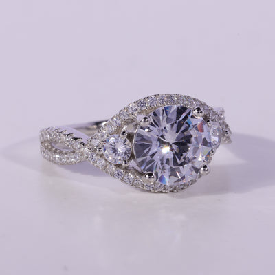 1.50CT Round Cut Diamond Twisted Pave Setting Moissanite Engagement Ring