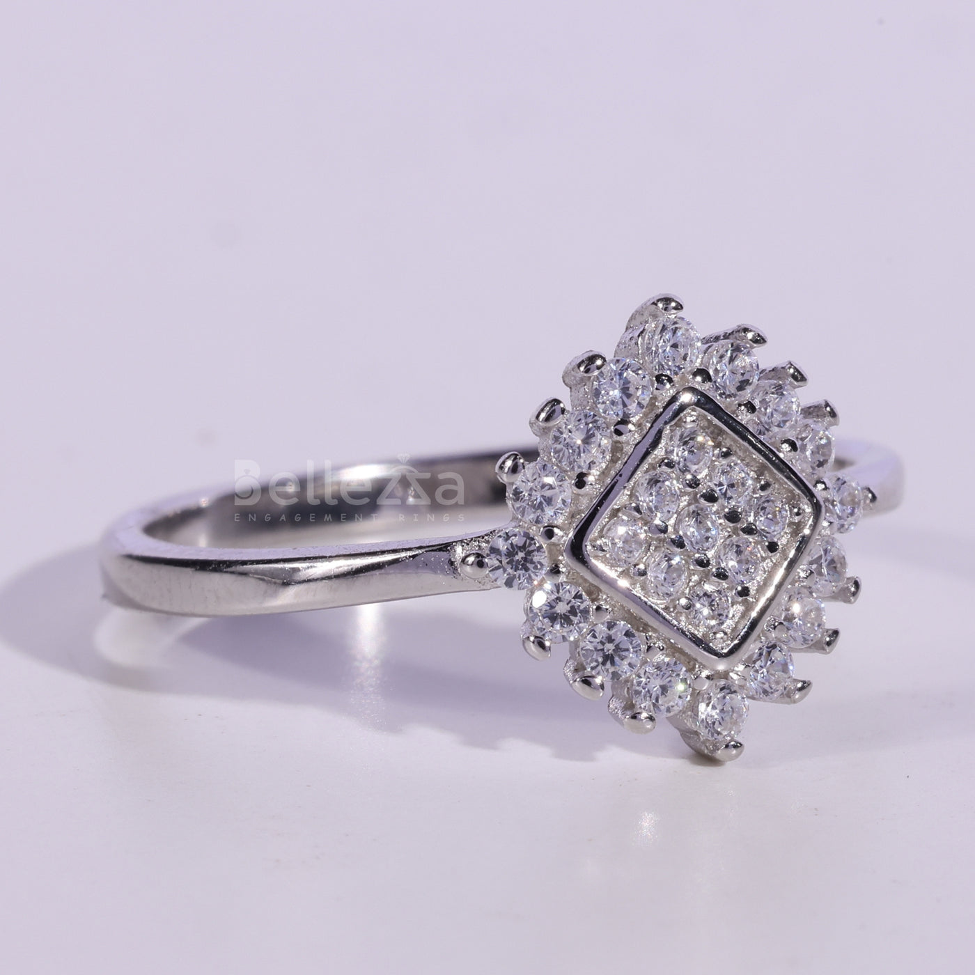 Round Cut Cluster Diamond Moissanite Engagement Ring