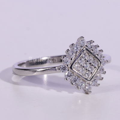 Round Cut Cluster Diamond Moissanite Engagement Ring