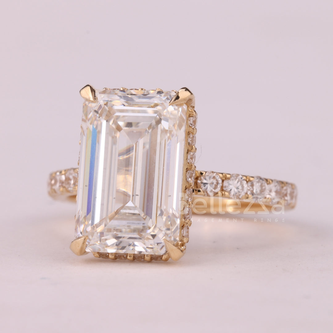 2.50CT Emerald Cut Pave Setting Moissanite Engagement Ring