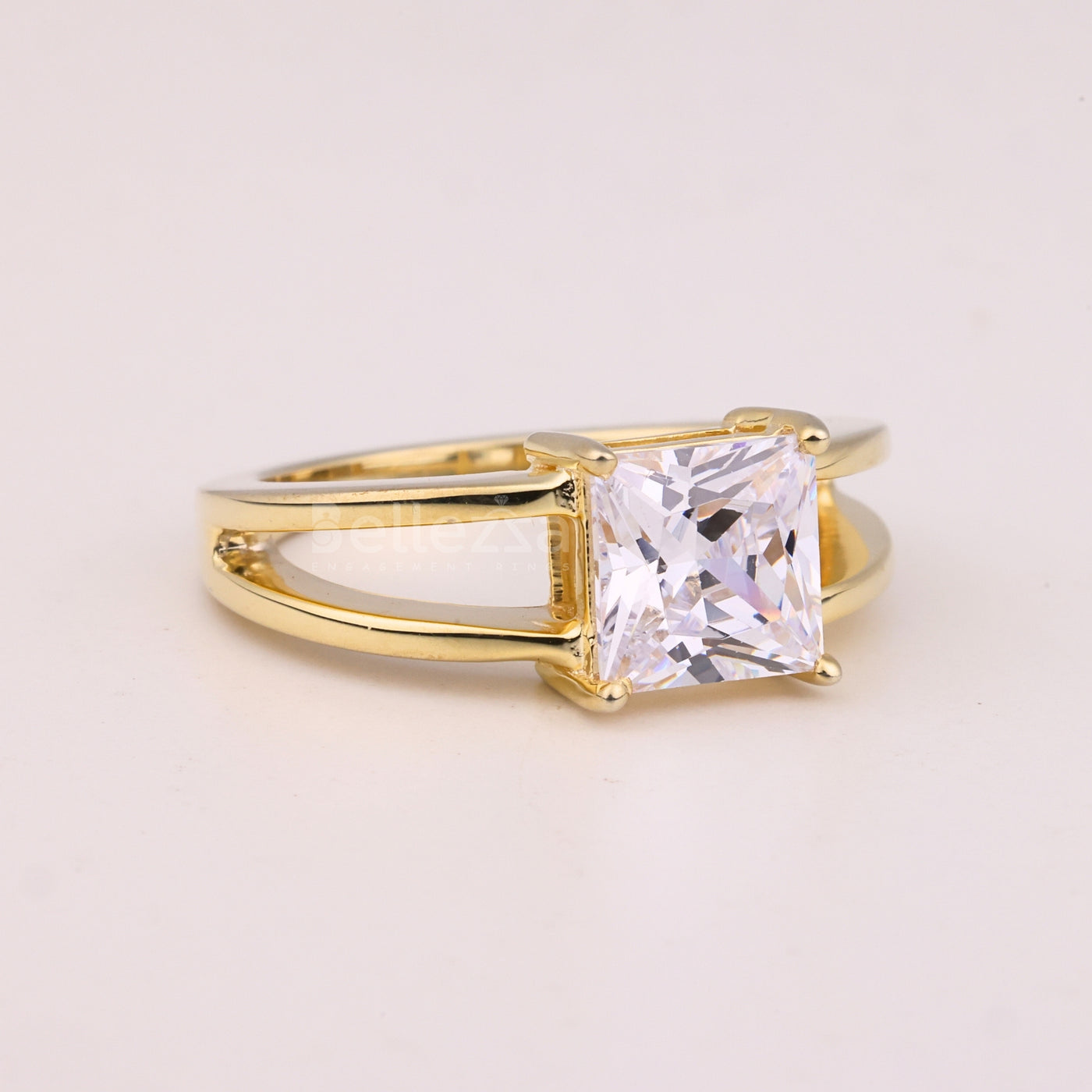 1.0CT Princess Cut Unique Split Shank Solitaire Engagement Ring