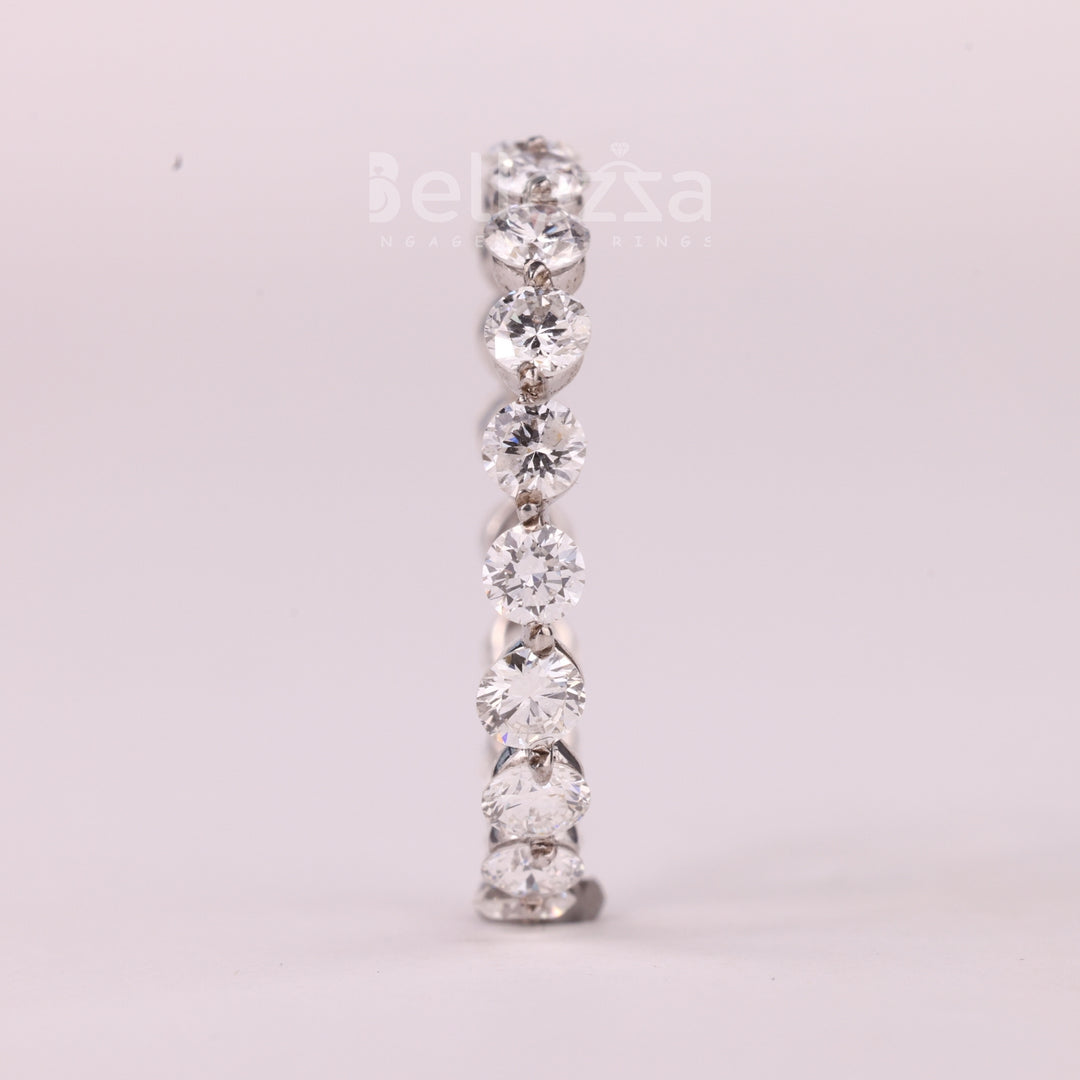 Round Cut Diamond Full Eternity Moissanite Wedding Band