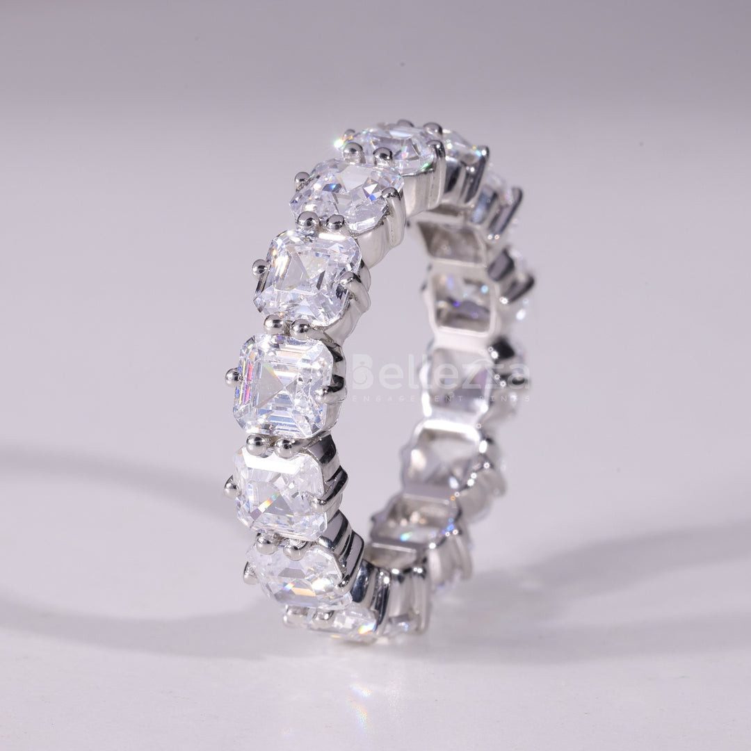 Asscher Cut Full Eternity Moissanite Wedding Band