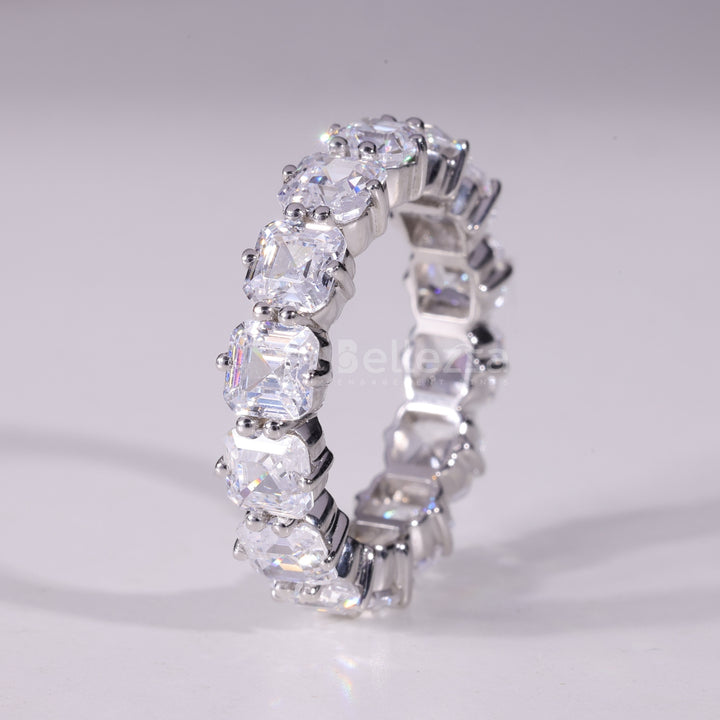 Asscher Cut Full Eternity Moissanite Wedding Band