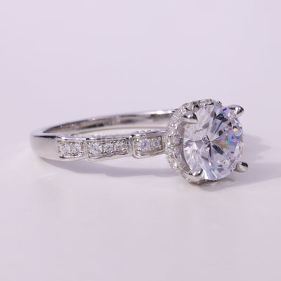 1.0CT Round Cut Cluster Diamond Moissanite Engagement Ring