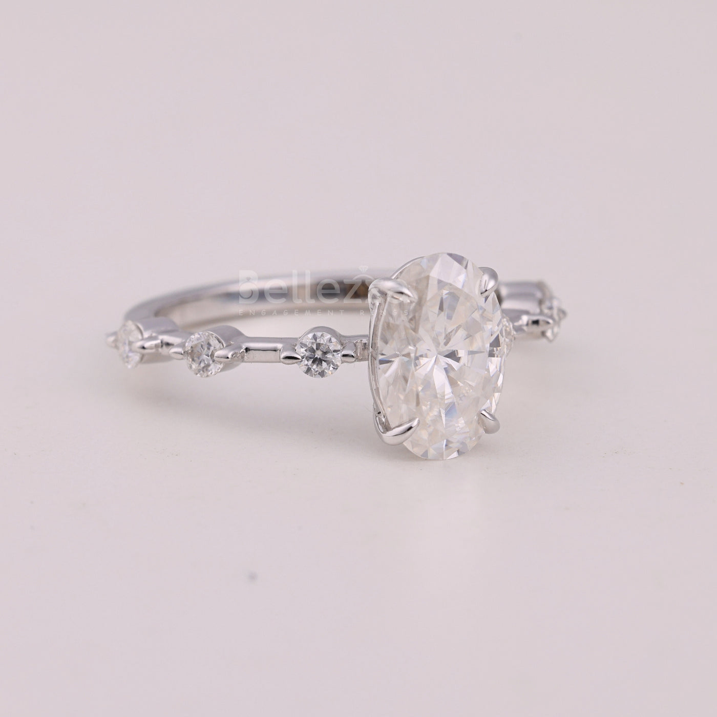 1.50CT Oval Cut Petite Pave Setting Engagement Ring