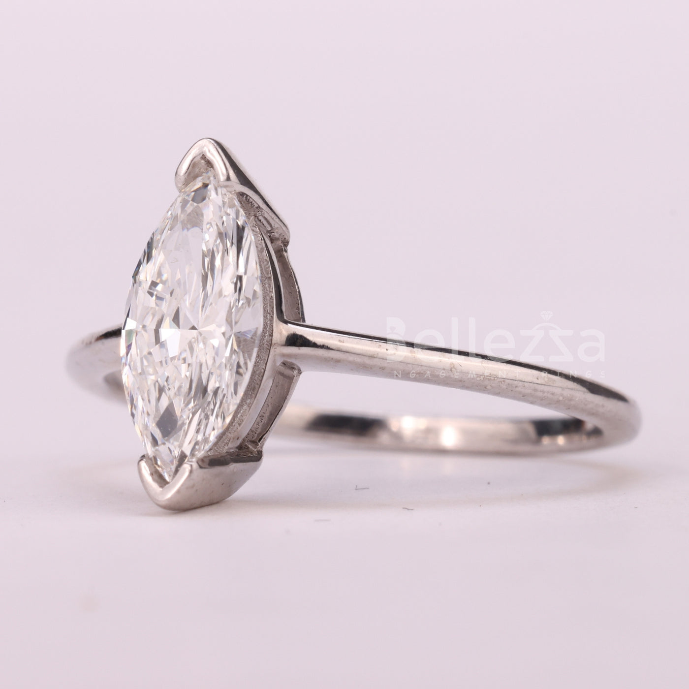1.0CT Marquise Cut Solitaire Moissanite Engagement Ring