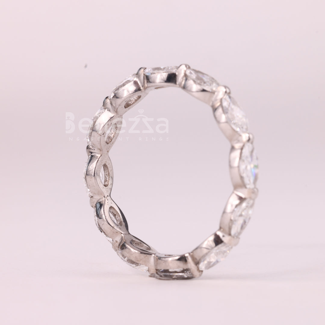 East-West Marquise Cut Diamond Full Eternity Moissanite Wedding Band