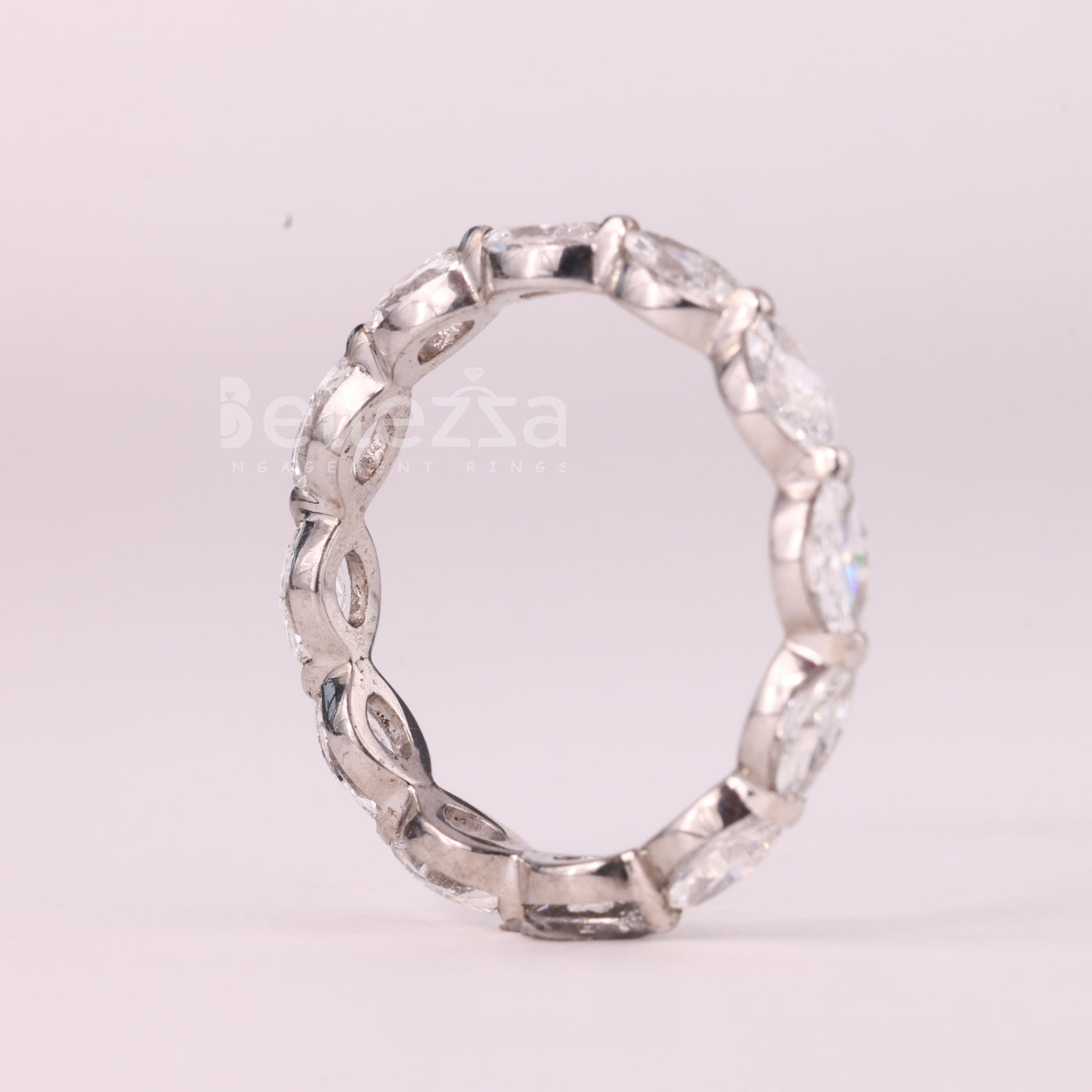 East-West Marquise Cut Diamond Full Eternity Moissanite Wedding Band