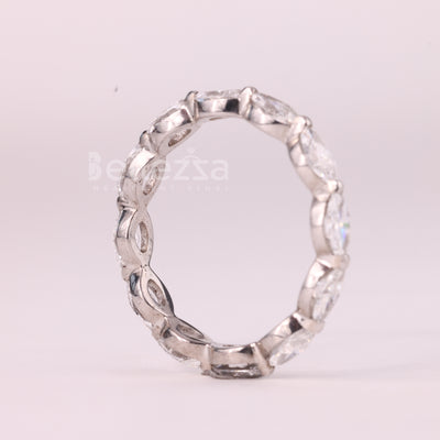 East-West Marquise Cut Diamond Full Eternity Moissanite Wedding Band