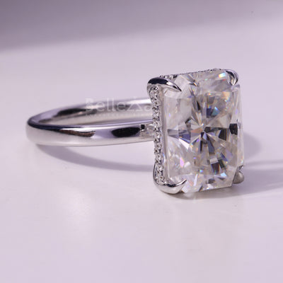 3.0CT Radiant Cut Hidden Halo Moissanite Engagement Ring