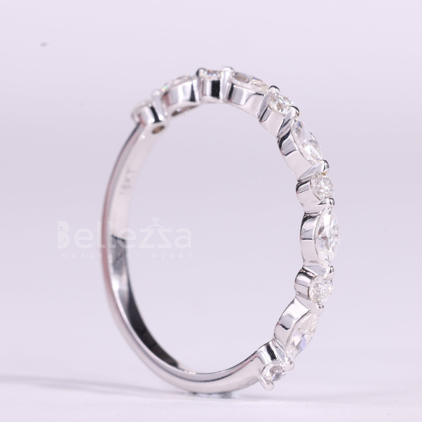 Round & Marquise Cut Half Eternity Moissanite Wedding Band