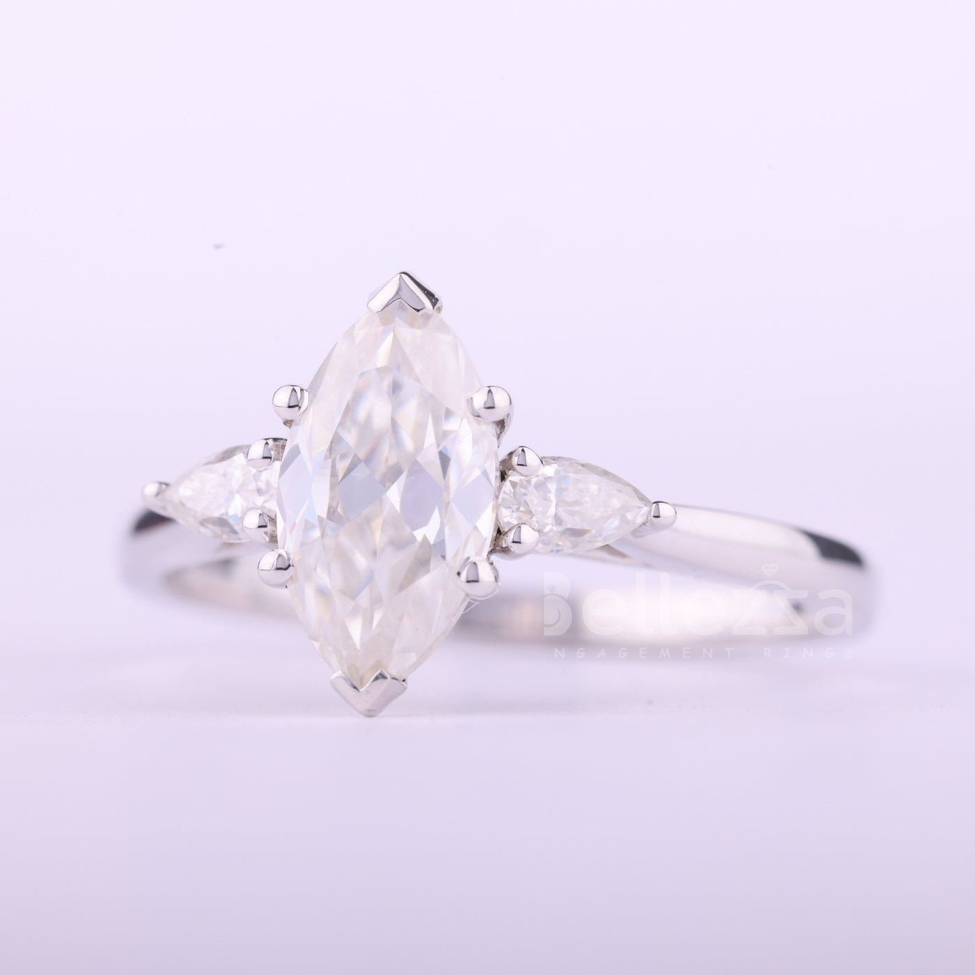 1.50CT Marquise Cut Three Stone Moissanite Engagement Ring