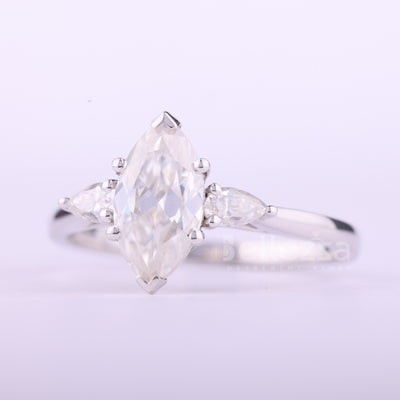 1.50CT Marquise Cut Three Stone Moissanite Engagement Ring