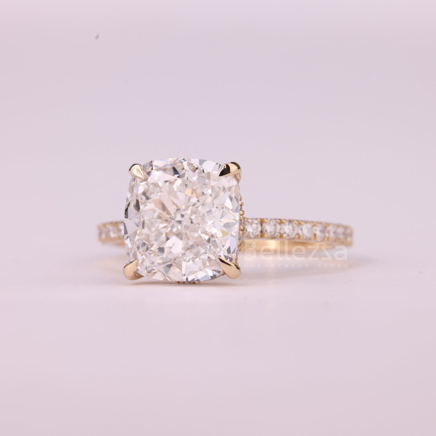 1.0CT Cushion Cut Diamond Pave Setting Moissanite Engagement Ring