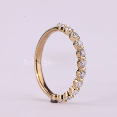 Round Cut Diamond Half Eternity Moissanite Wedding Band