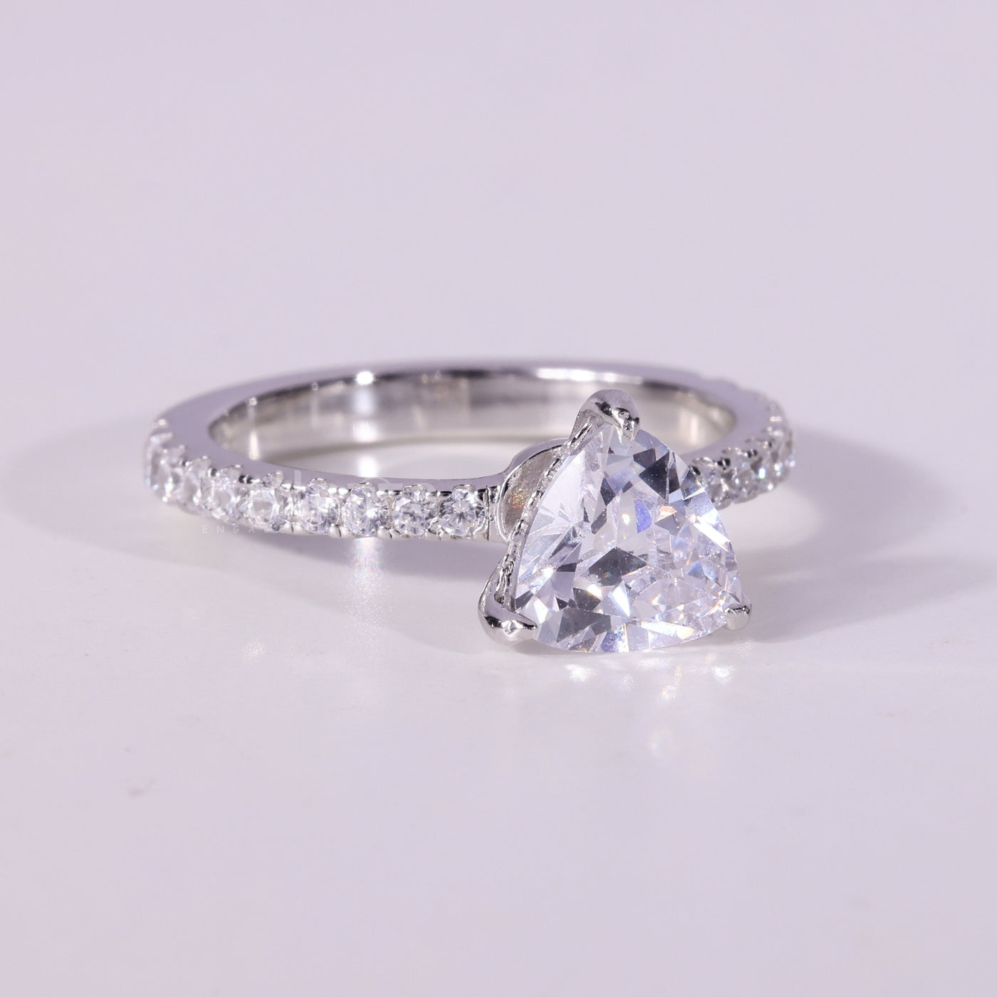 1.0CT Trillion Cut Hidden Halo Pave Setting Moissanite Engagement Ring