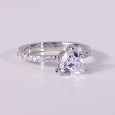1.0CT Trillion Cut Hidden Halo Pave Setting Moissanite Engagement Ring