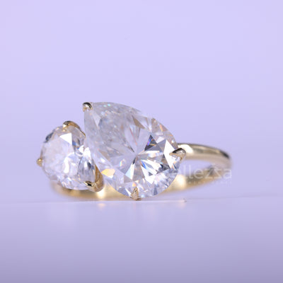 2.50CTW Pear Cut Alternative Diamond Two Stone Engagement Ring