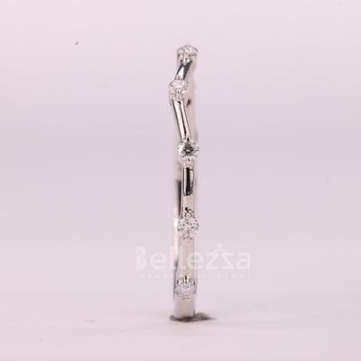 Round Cut Petite Pave Setting Moissanite Wedding Band