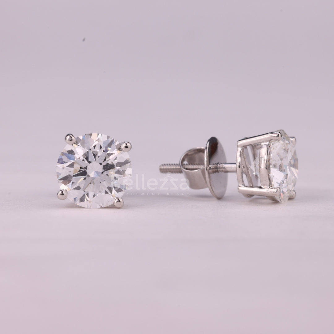 1.0CTW Round Cut Diamond Solitaire Moissanite Stud Earrings
