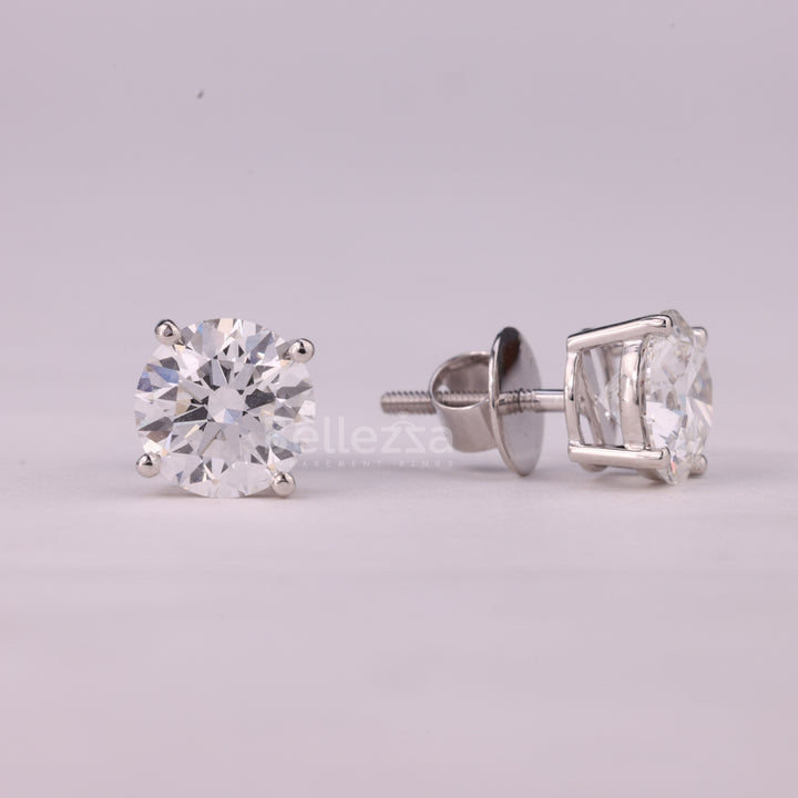 1.0CTW Round Cut Diamond Solitaire Moissanite Stud Earrings