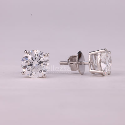 1.0CTW Round Cut Diamond Solitaire Moissanite Stud Earrings