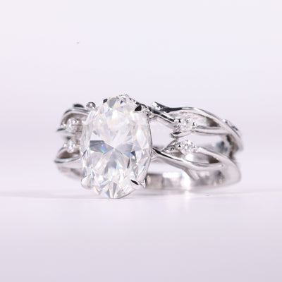 1.50CT Oval Cut Nature Inspired Moissanite Bridal Ring Set