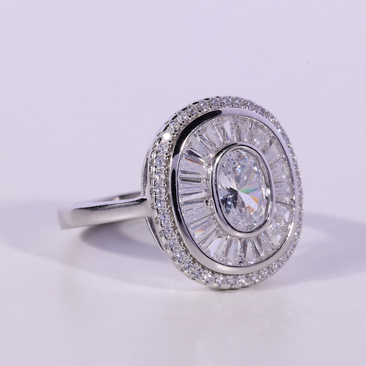 1.0CT Oval Cut Unique Cluster Diamond Moissanite Engagement Ring