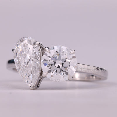 1.50CTW Pear & Round Cut Toi Et Moi Moissanite Engagement Ring