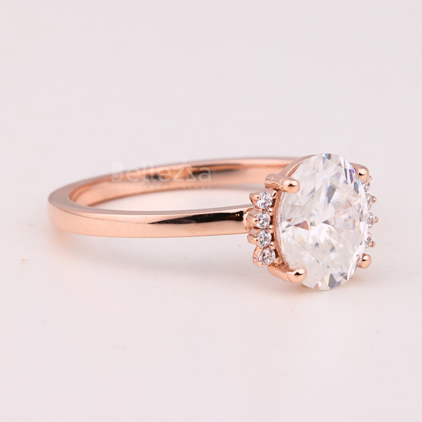 1.50CT Oval Cut Cluster Diamond Moissanite Engagement Ring For Her