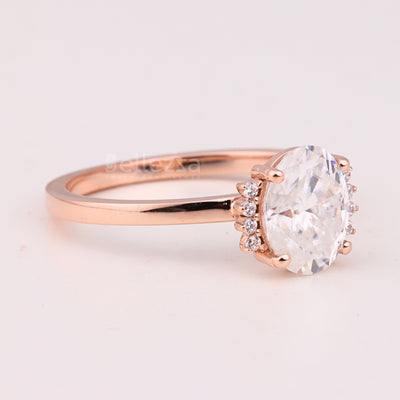 1.50CT Oval Cut Cluster Diamond Moissanite Engagement Ring For Her