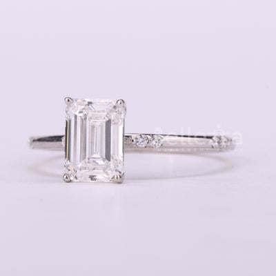 0.75CT Emerald Cut Cluster Diamond Moissanite Engagement Ring