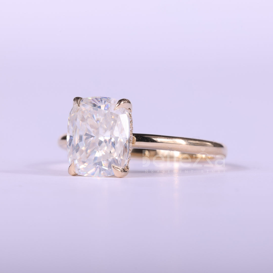 1.50CT Elongated Cushion Cut Diamond Hidden Halo Engagement Ring