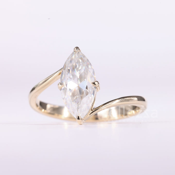 1.50CT Marquise Cut Unique Solitaire Moissanite Engagement Ring