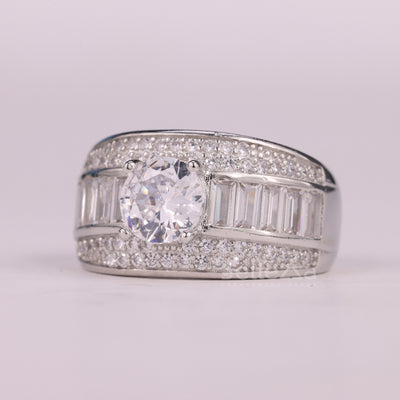 1.0CT Round Cut Cluster Diamond Moissanite Engagement Ring