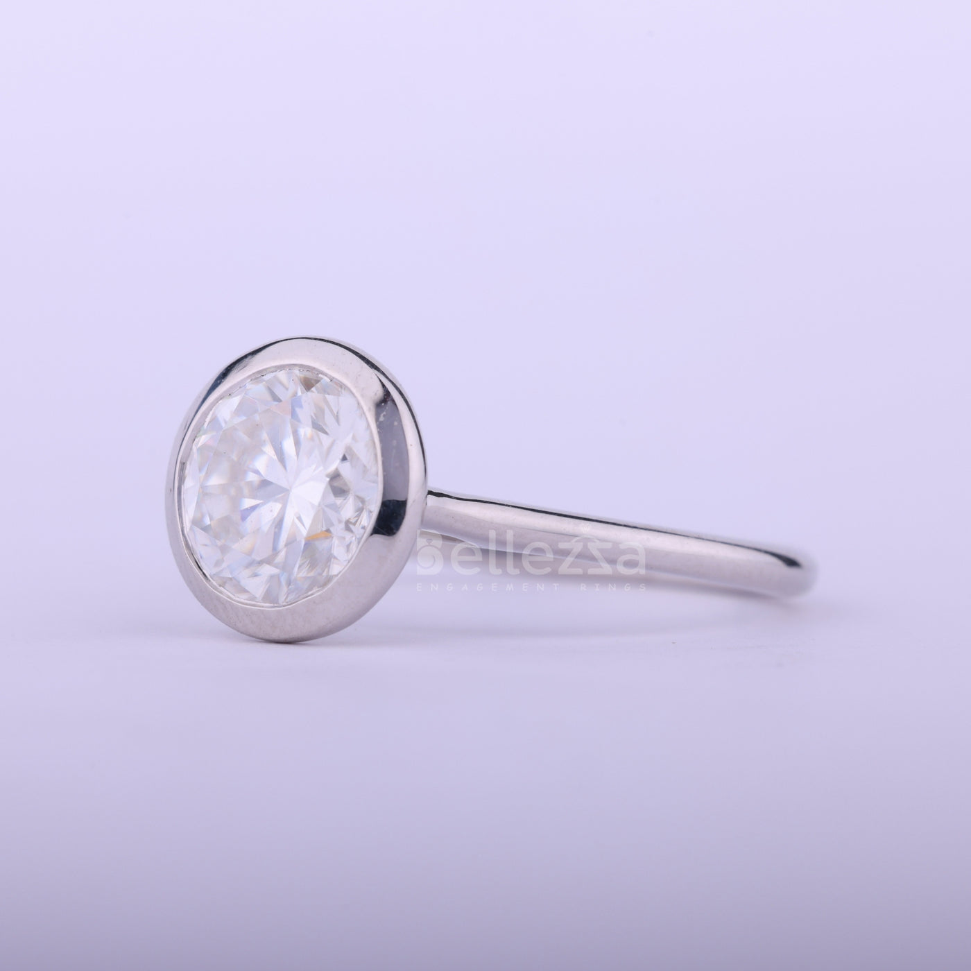 1.0CT Round Cut Diamond Bezel Setting Solitaire Engagement Ring