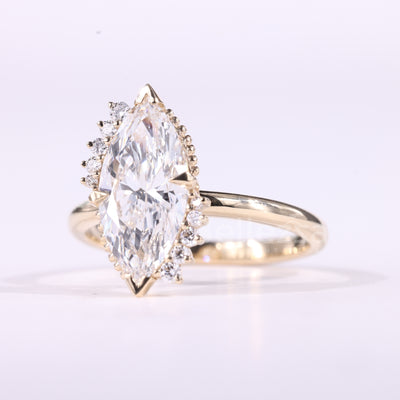 2.0CT Marquise Cut Unique Cluster Diamond Moissanite Engagement Ring