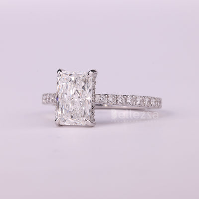 1.50CT Radiant Cut Hidden Halo Pave Setting Moissanite Engagement Ring
