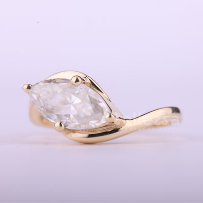 1.50CT East-West Marquise Cut Solitaire Moissanite Engagement Ring