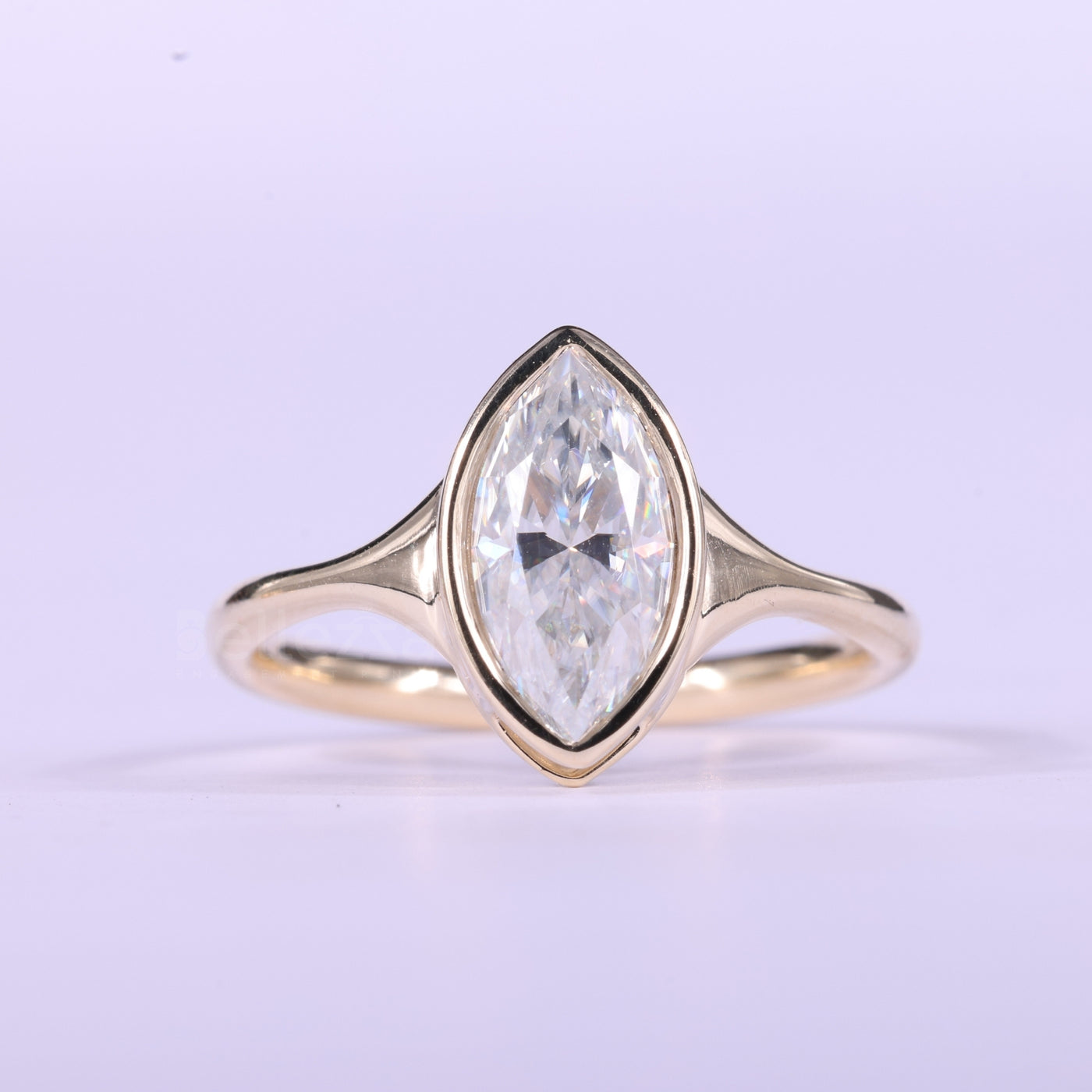 1.50CT Marquise Cut Bezel Setting Moissanite Engagement Ring