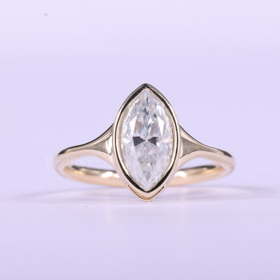 1.50CT Marquise Cut Bezel Setting Moissanite Engagement Ring
