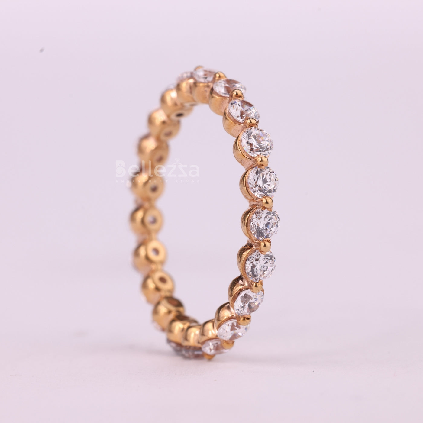 Round Cut Pave Setting Full Eternity Moissanite Wedding Band